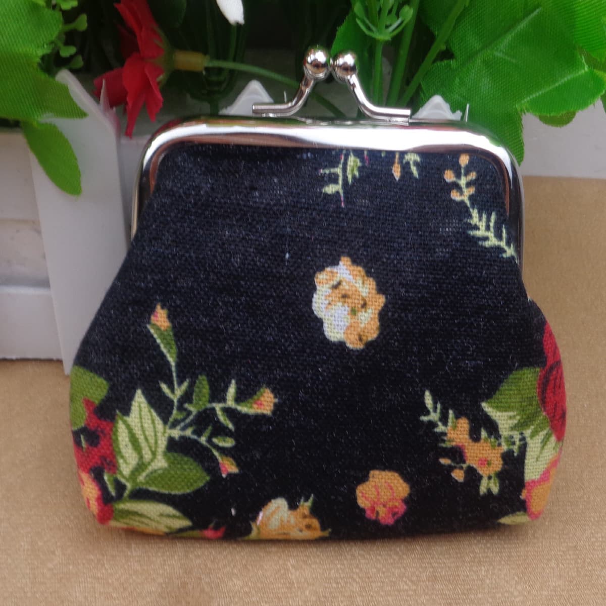 Best-selling Cross-border Canvas Coin Purse Women's Key Change Clasp Bag Storage Coins Small Items Clutch Pouch