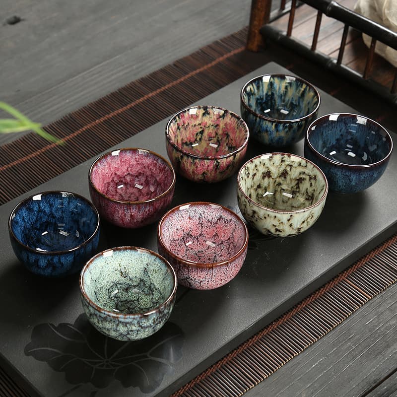 Kiln-Transformed Tenmoku Glaze Kung Fu Tea Cup Jian Zhan Ceramic Tea Tasting Cup Single Cup Tea Set Tea Cup Wholesale Host Cup Tea Bowl