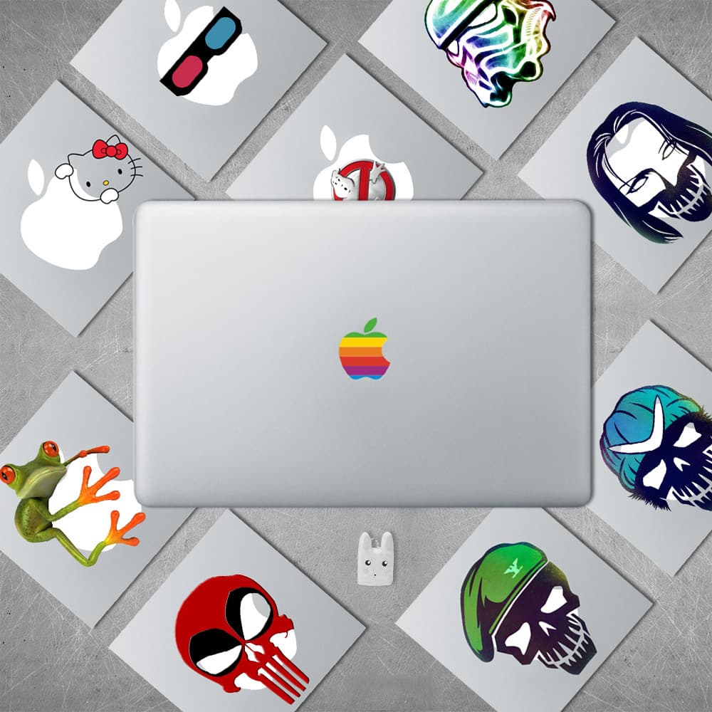 Rainbow logo sticker for MacBook, Apple laptops, and iPads - professional imported material.