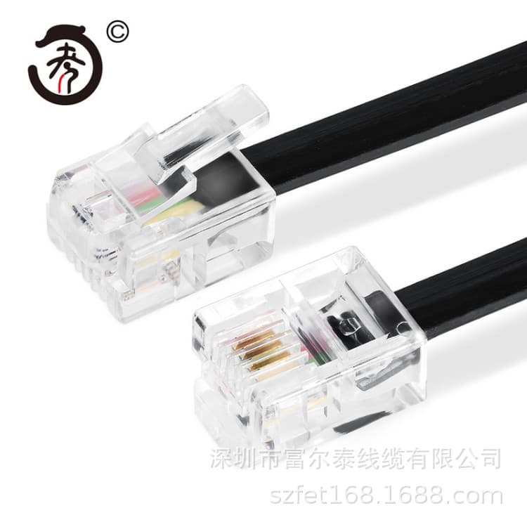 In Stock Flat Telephone Cable 4-Core 28AWG Oxygen-Free Copper Finished Telephone Patch Cord 1m-100m