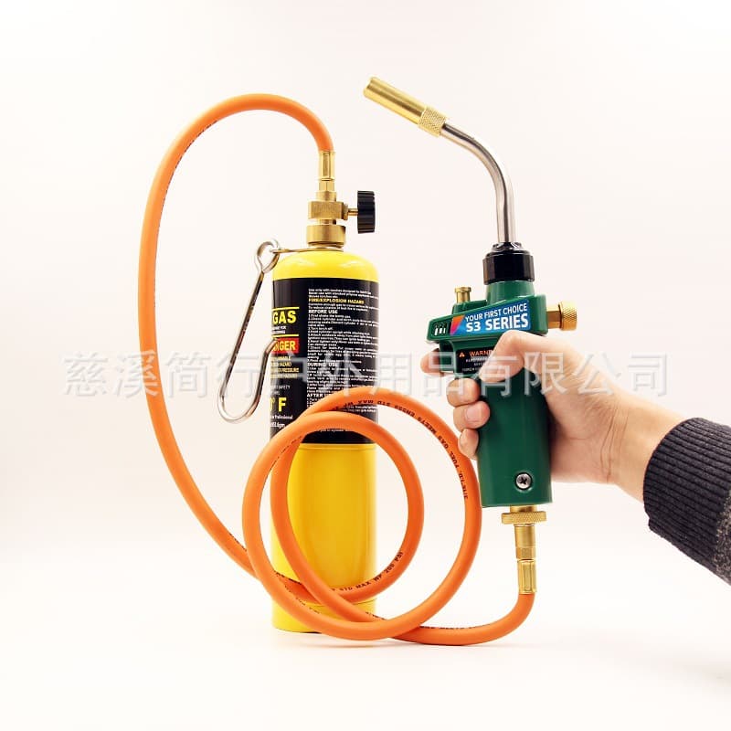 American Oxygen-Free MAPP Gas Welding Torch for Refrigeration Repair, High-Temperature Flame Torch with Locking and Hose, Welding Torch Cross-Border