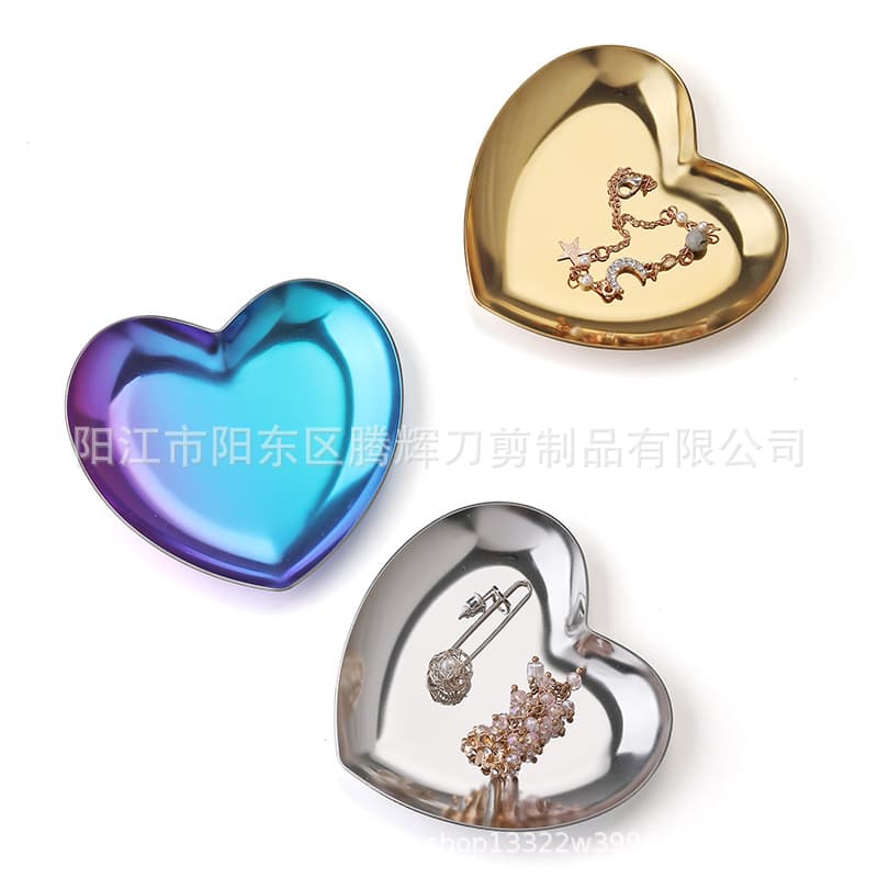 INS Style Metal Glass Heart-shaped Storage Tray Jewelry Display Plate European Nordic Desktop Storage Tray