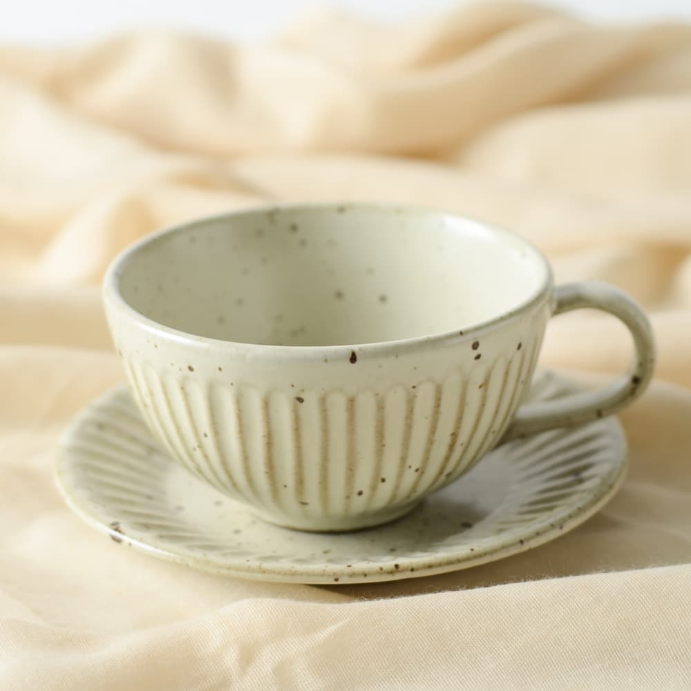 Ceramic Coffee Cup Set with Saucer, Latte Art Cup, Handmade Japanese Style Mug, Vintage European Cup, Afternoon Tea Dessert Cup