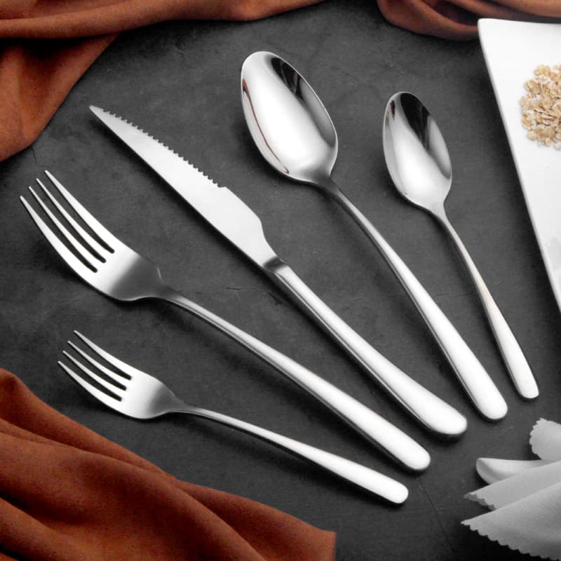 Thickened 304 Stainless Steel Knife, Fork and Spoon Set Tableware Children Round Spoon Coffee Soup Spoon Western Steak Knife and Fork