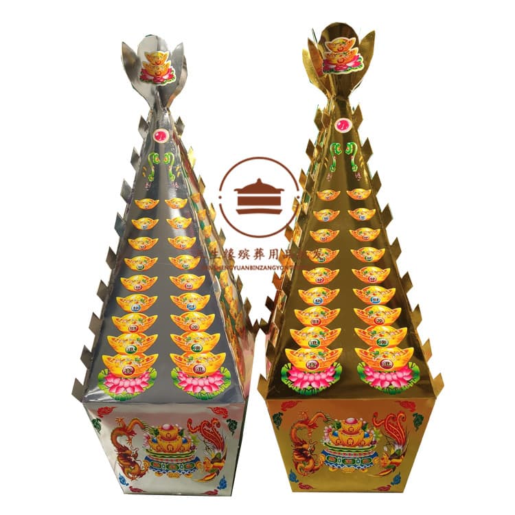 Printed Gold/Silver Ingot Box - High-Gloss Color Printing Paper Funeral Items & Burning Offerings - Sansheng Yuan
