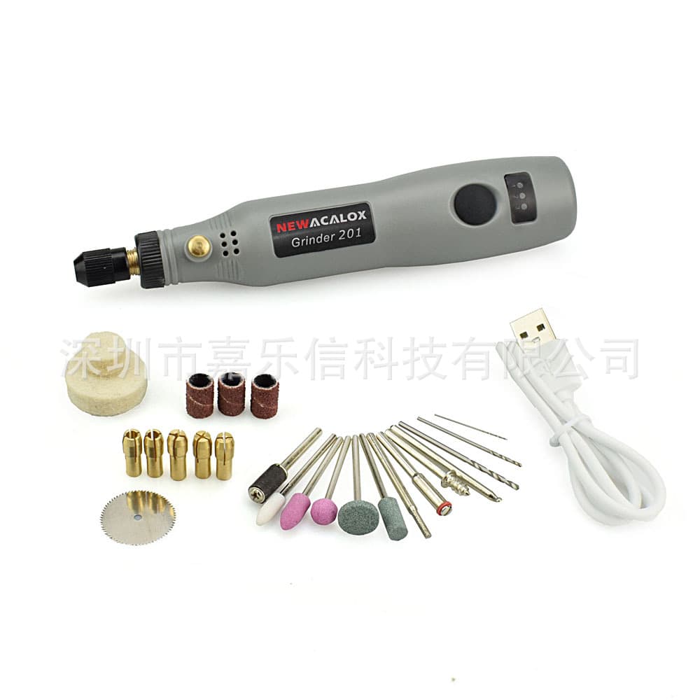 Three-Color Polisher Mini Electric Grinder USB Rechargeable Drill Practical Tool Kit Multi-Function Small Hand Grinder