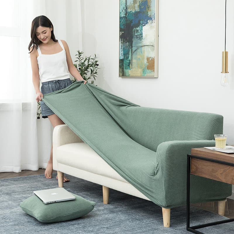 Solid color four-season sofa cover Nordic fashion knitted elastic all-inclusive sofa cover dust-proof sofa cushion processing customization