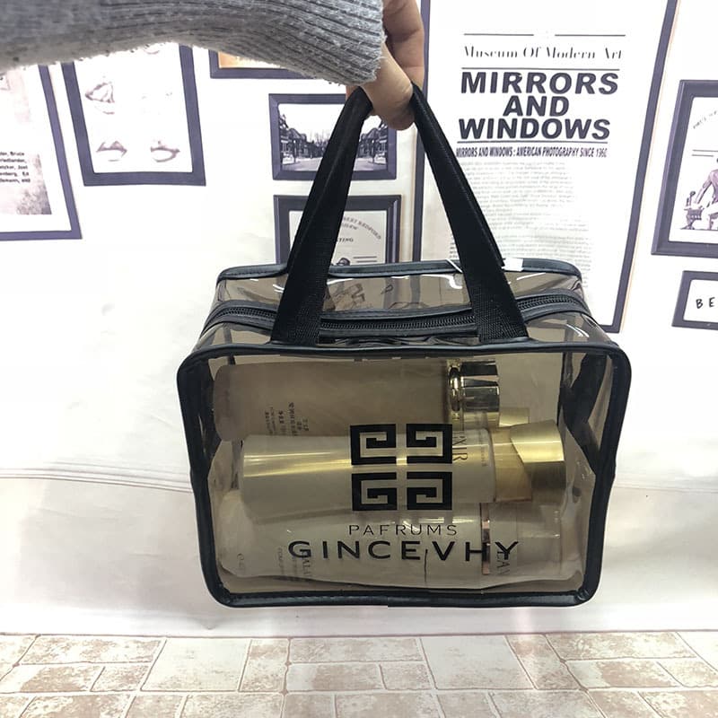Professional Waterproof PVC Transparent Toiletry Bag Cosmetic Bag Travel Organizer Bath Bag Handbag with Zipper