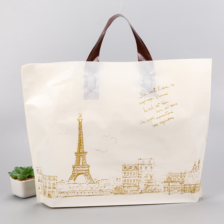 Wholesale Iron Tower Handheld Clothing Plastic Bag Printing Gift Shopping PE Apparel Packaging Bag Plastic Bag