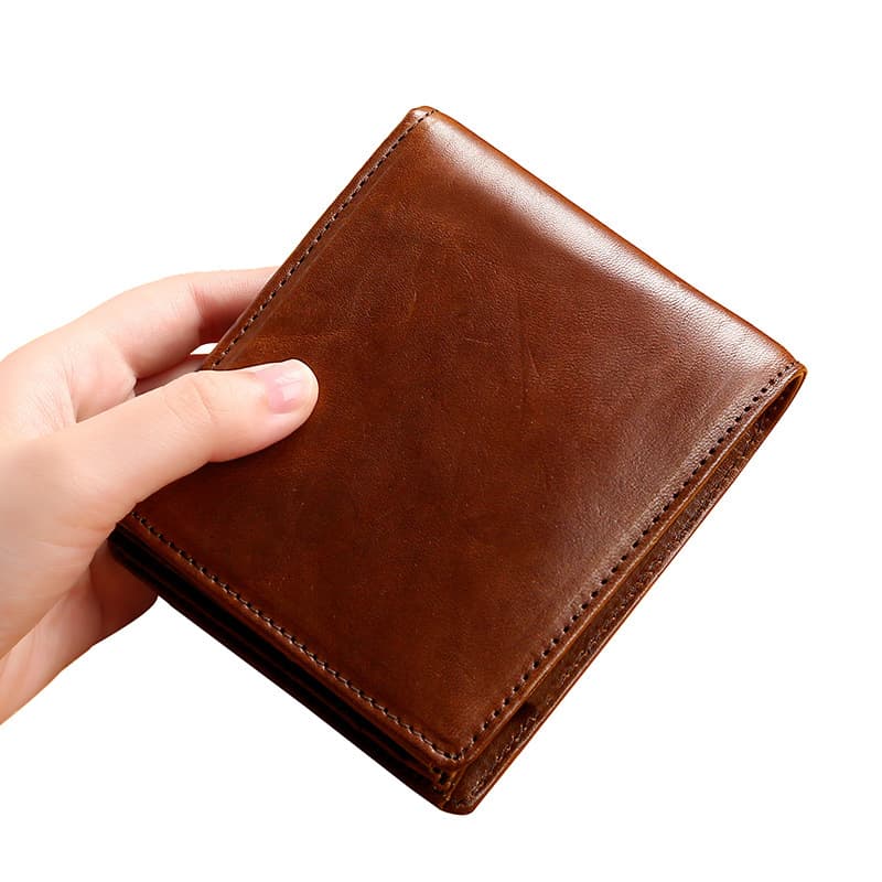 Amazon's popular RFID men's short wallet ultra-thin student wallet genuine leather young men's bag horizontal coin purse