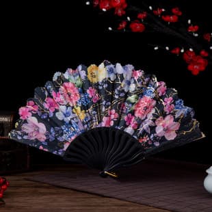Pingkong Women's Folding Fan, Wing Chun Dance Fan, High-End Ladies Gift Fan, Plastic Fan