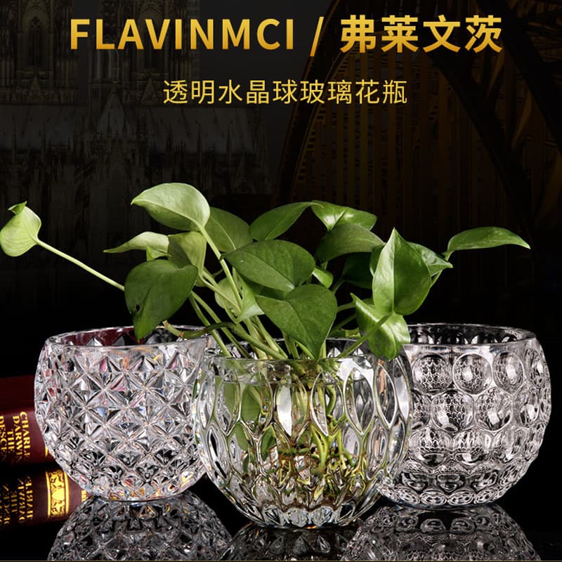 Personalized spherical flower pot, transparent glass vase, hydroponics, water-growing pothos flowers, home living room flower arrangement vase ornaments