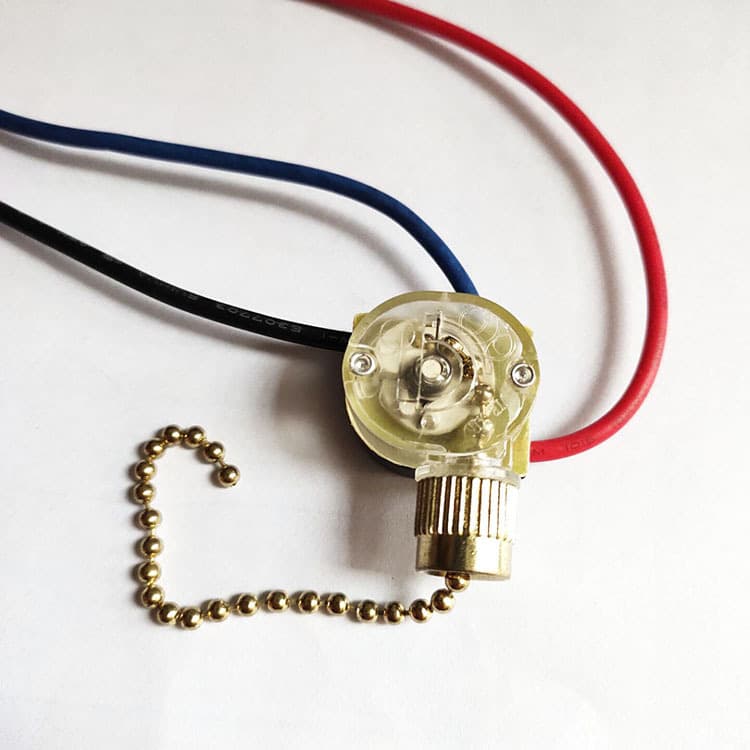 Three-Way Pull Chain Switch, Three-Wire Pull Chain Switch for Ceiling Fan and Pendant Light, Pull Cord Switch