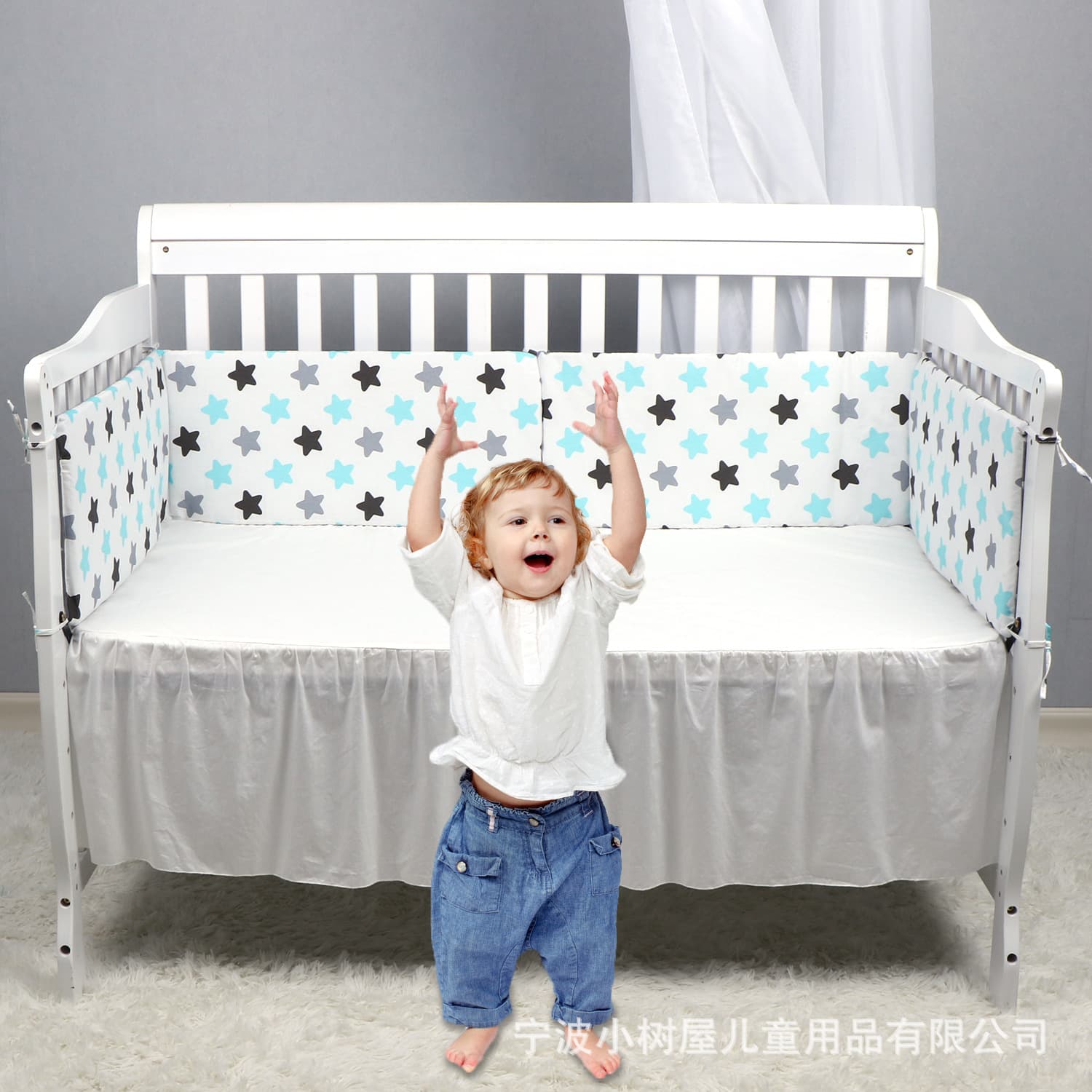 New cross-border hot-selling crib bumper, toddler bed guard rail, baby anti-collision printed pattern bumper wholesale