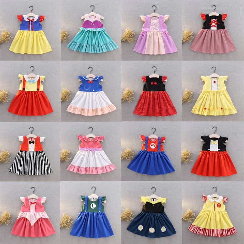2025 Summer Children's Clothing Frozen Girls Baby Dress Kids Birthday Cartoon Princess Dress Dropshipping