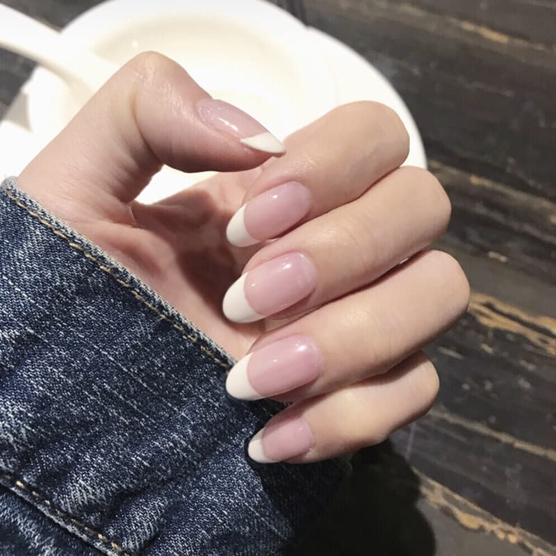 French round pink ins style bride wears manicure, fake nail patches, simple nails Press on nails