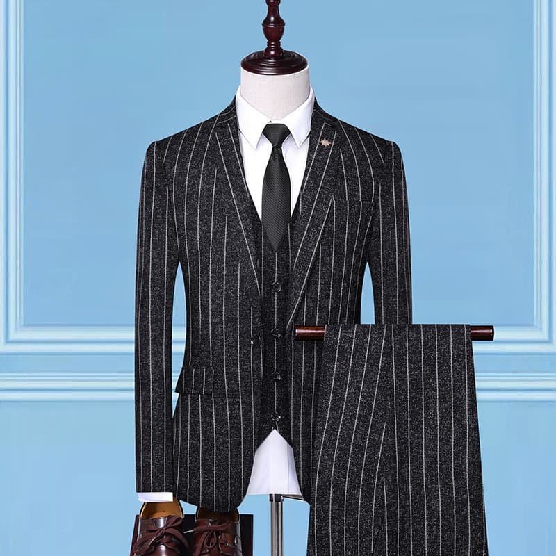 Spring New Suit Set Slim Fit Men Striped Three-Piece 2019 Korean Business Formal Suit Set Men Wholesale