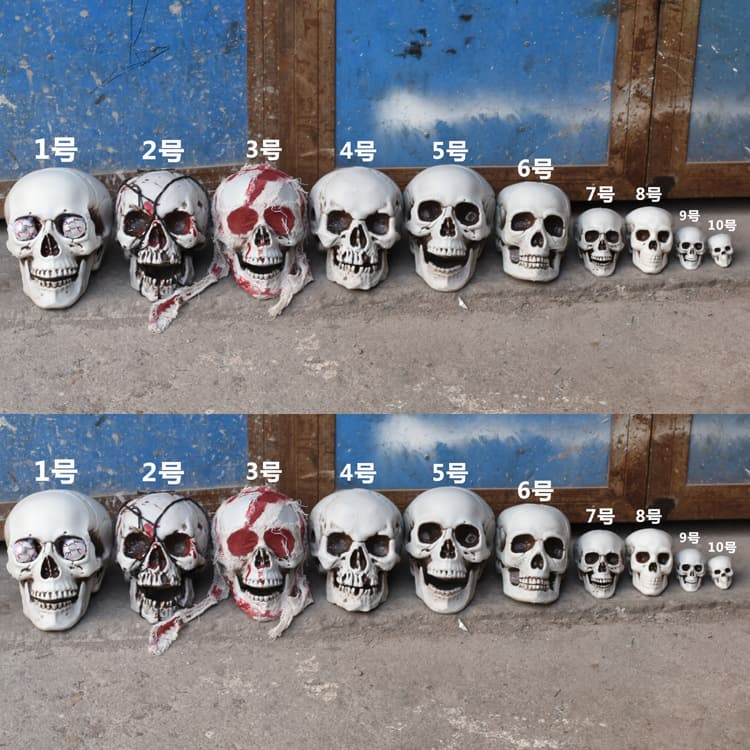 Halloween decorative props for adults, simulated plastic skulls, factory direct sales, luminous, scary, trick and scary toys
