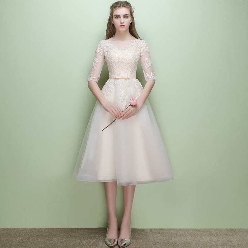 Evening Gown Mid-Length 2026 New Long Sleeve Bridesmaid Dress Sister Dress Hostess Dress Women's Dress Small Formal Dress