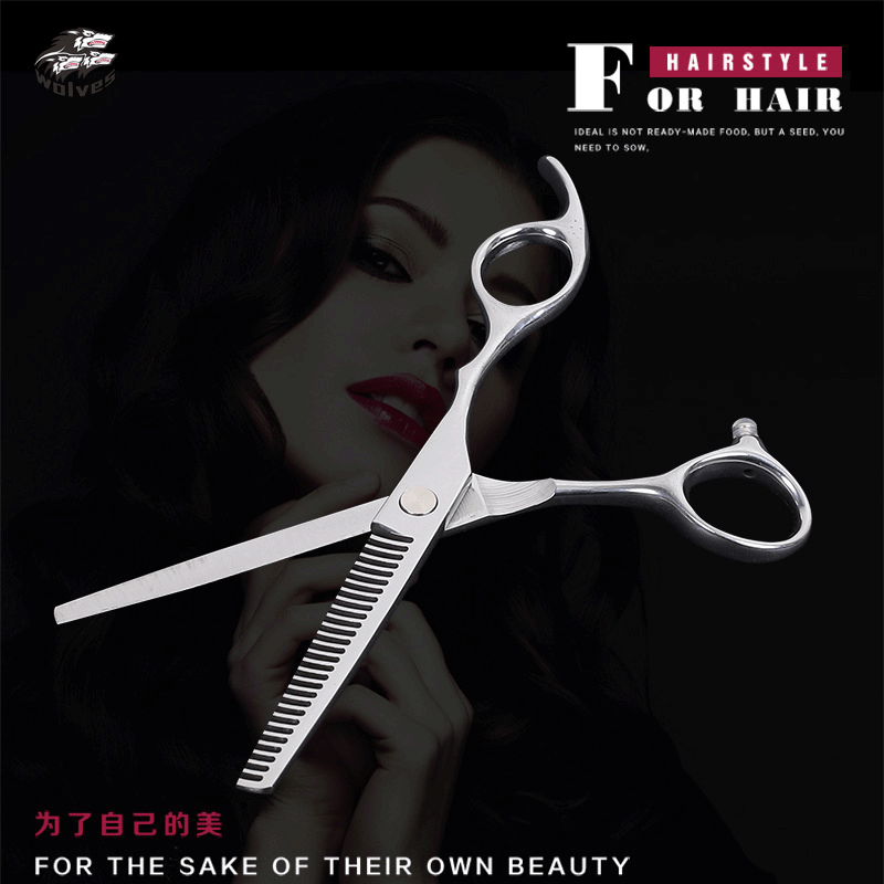 Factory Supply Professional Barber Wolf 6-inch Thinning Scissors for Bangs Hair Cutting Thinning Scissors Custom Logo Available