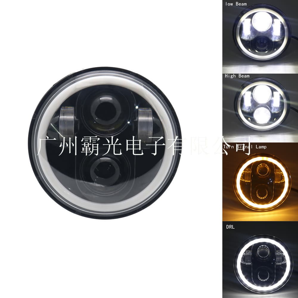 led motorcycle light 5.75 inch car motorcycle headlight yellow angel eye modified led car light cross-border