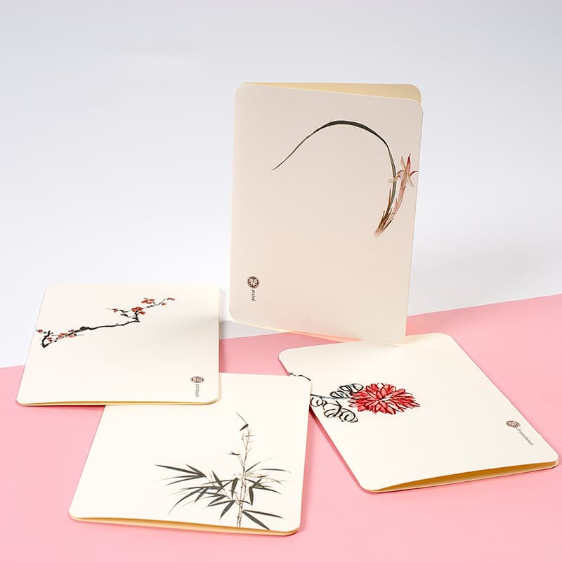 Chinese Style Creative Minimalist Classical Greeting Card Gift Card Blessing Message Folding Card Holiday New Year's Day New Year Greeting Card