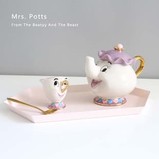 Beauty and the Beast Teapot Archie Ceramic Cup Drop Shipping Set Gold-Rimmed Ceramic Teapot Teacup Mrs. Potts