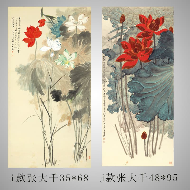 Factory Direct New Chinese Style Ink Wash Flower and Bird Painting, Celebrity Art Lotus Decorative Framed Scroll Mounting
