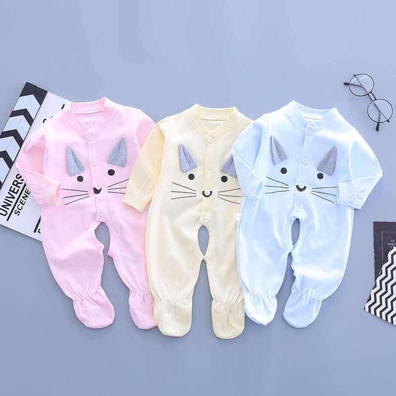 Newborn Baby Footed Bodysuit Spring Summer Thin Infant Footed Onesie Newborn Baby Summer