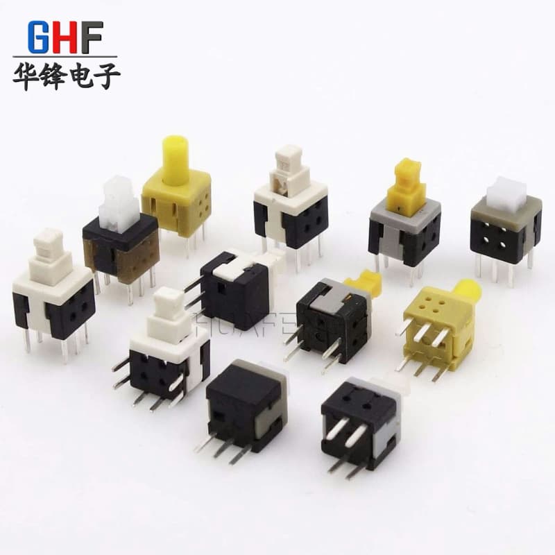 Direct sales 5.8x5.8 latching switch, high-profile, flat-top, single/dual row, 3/4/6 pin, non-latching, side press, vertical
