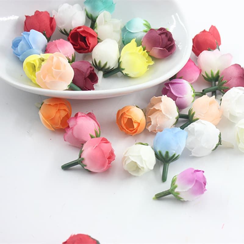 Factory Direct 2cm Mini Flower Heads Small Tea Buds Handmade Material Hair Accessories Wedding Decoration Flowers Wholesale