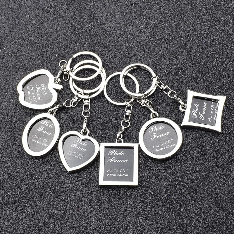 Creative Heart-shaped Keychain Photo Frame Couple Keychains Square Unique Photo Keyrings Commemorative Small Gifts