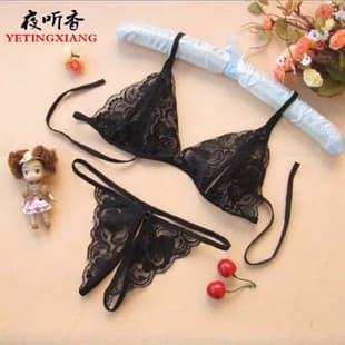Sexy Temptation Lace Transparent Women's Open Crotch Temptation Three-Point Women's Lingerie Open Crotch Set Drop Shipping