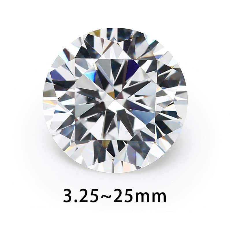 Wuzhou synthetic gemstones: round cubic zirconia, white zircon, cubic zirconia, loose zircon stones 3.25-50mm