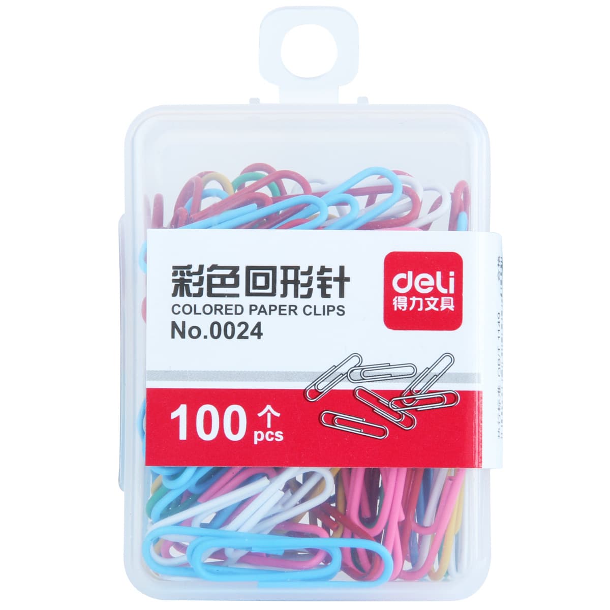 Deli Colorful Paper Clips 0024 Assorted Paper Clips in Plastic Box 100 Pieces/Box