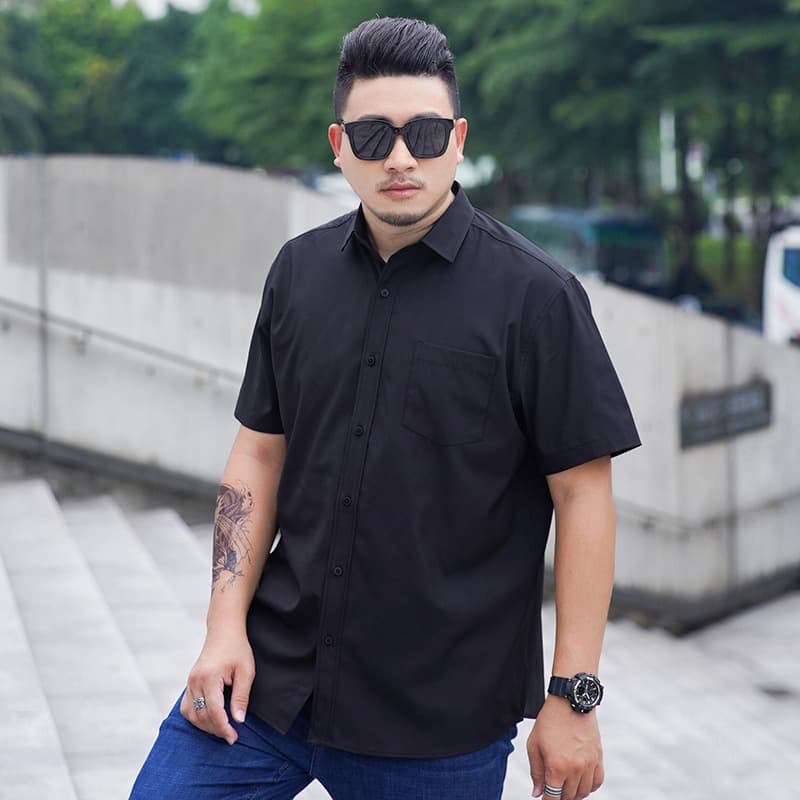 Loose Fit Men's Short Sleeve Shirt Casual Versatile Multi-Color Business Casual Shirt Breathable Machine Washable Slimming Shirt
