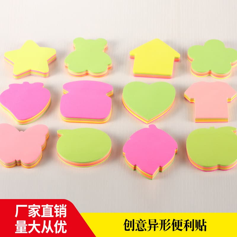 Colorful Heart-shaped Fluorescent Notepads Cute Creative Shapes Portable Memo Stickers N-times Delivery Stickers