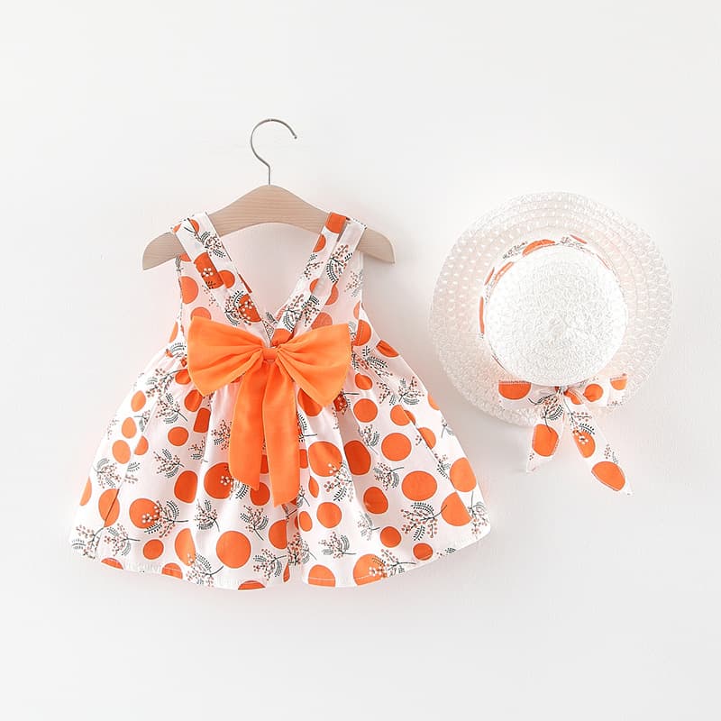 Live Supply 2025 Summer New Sweet Dress for One-Year-Old Little Girl Stylish Straw Hat Summer Style Wholesale for Export