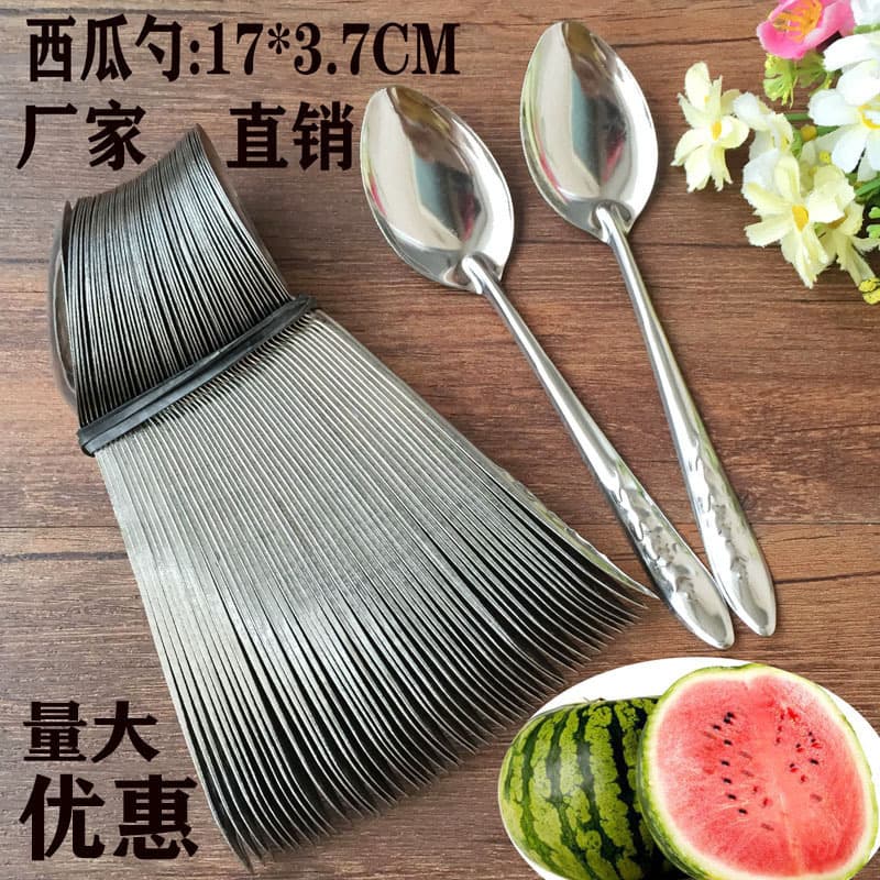 Stainless Steel Commercial Small Soup Spoons, Long Handle, Thin, Disposable for Eating Watermelon