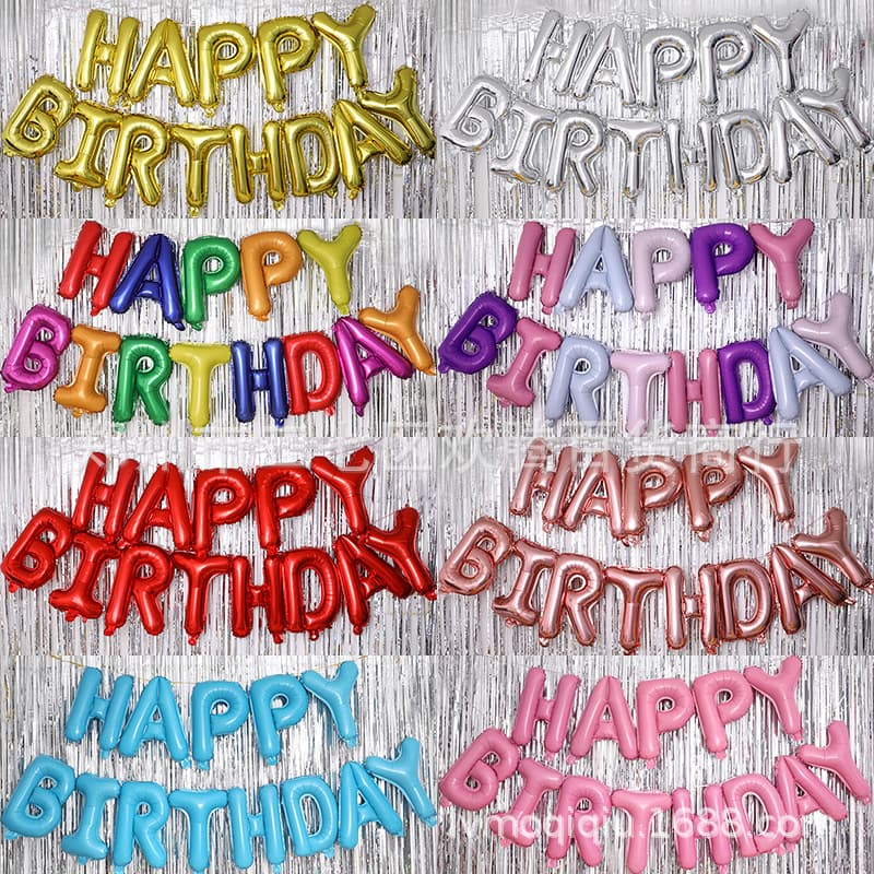 16-inch Happy Birthday Foil Balloon Set for Birthday Party Alphabet Balloons Aluminum Film