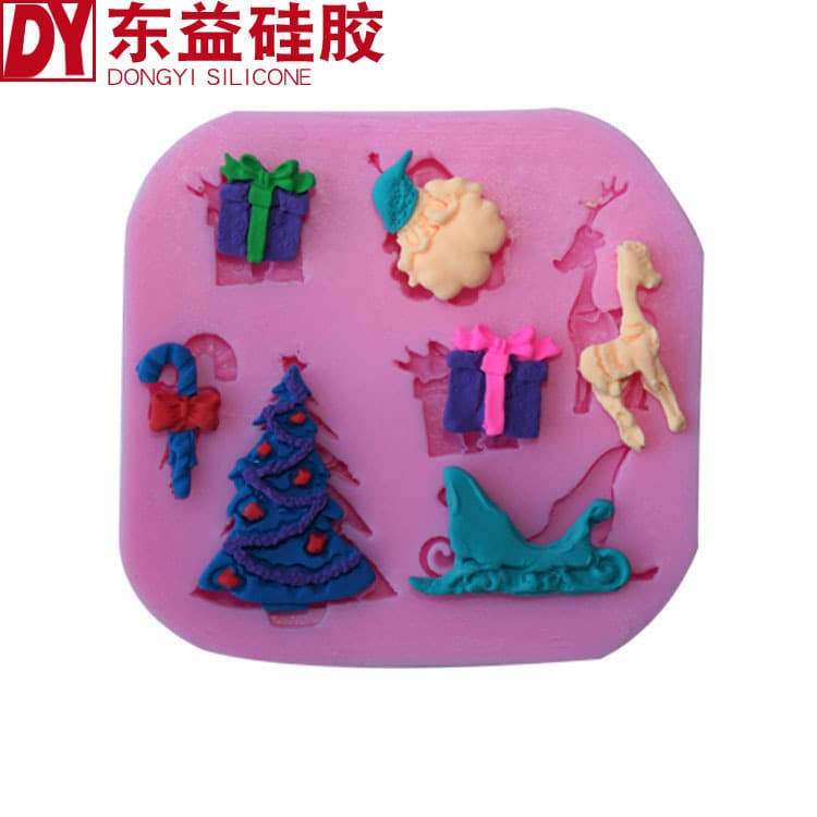 Factory Direct Silicone DIY Liquid Silicone Mold for Santa Claus Reindeer Sleigh Shape, Soft Clay Handmade Soap