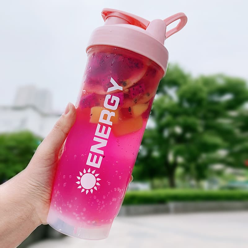 Sports Shaker Cup Plastic Portable Fitness Water Bottle Outdoor Men and Women with Scale Cup Sports Style Sports Kettle