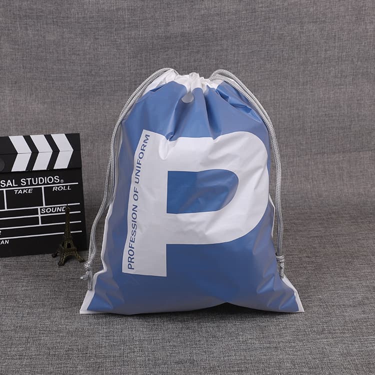 Wholesale personalized frosted double-layer EVA travel clothing storage bags, blue simple waterproof dustproof drawstring bags