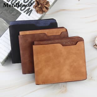 MenBense Cross-Border New Men's Frosted Short Wallet, Multi-Function Fashion Casual High-Quality PU Billfold