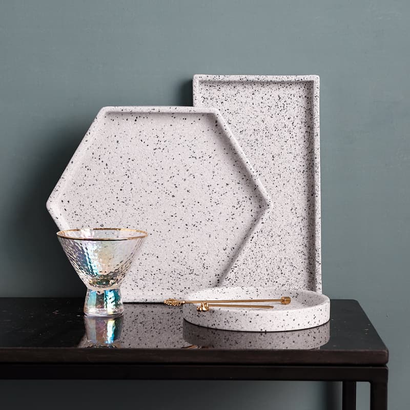 Terrazzo Pattern Ceramic Plate Tea Tray Sushi Plate Marble Grain Storage Tray Rectangular Dinner Plate Tableware
