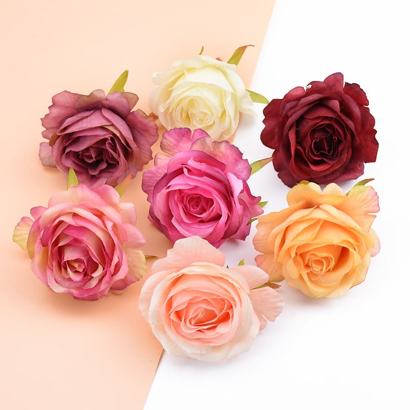 Silk Rose Flower Head Wall DIY Scrapbooking Flower Ring Artificial Flowers Home Decor Wedding Accessories Photography Props