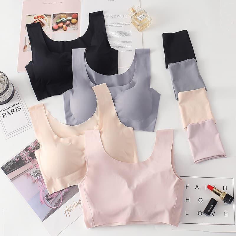 Japanese Style One-piece Seamless Sports Bra No Steel Ring Ladies Underwear Sleep Bra Comfortable Breathable Nylon Fabric
