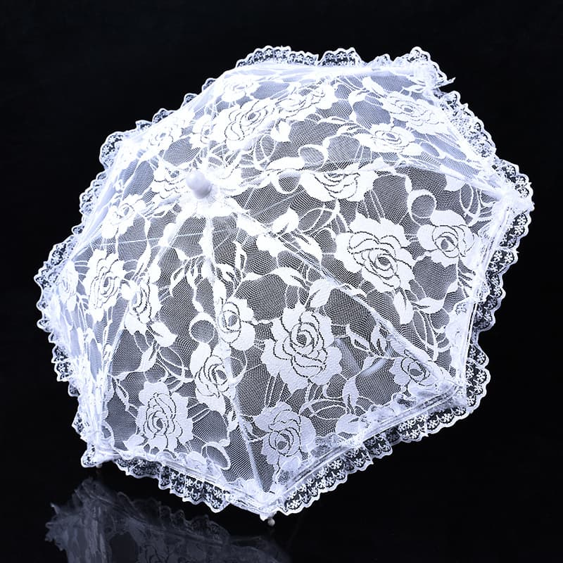 Crafted white lace umbrella, children's umbrella, stage performance mini dance decoration umbrella, photography scene prop umbrella