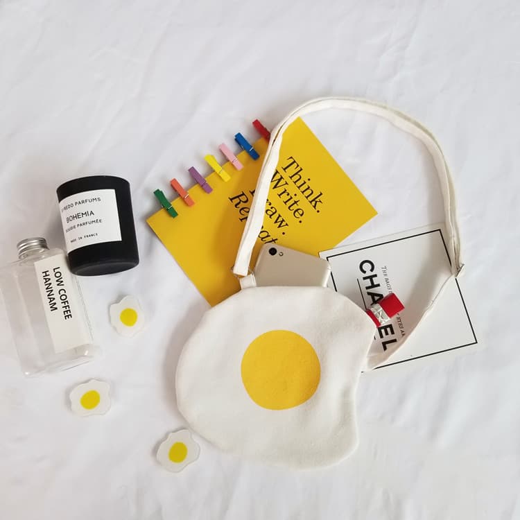 New trendy summer poached egg small bag, cute cartoon messenger bag, canvas shoulder bag for soft girls