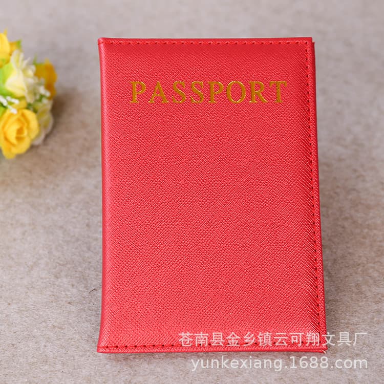 Multicolor PU Leather Passport Holder Simple Cross Pattern Document Card Cover Universal Passport Protective Cover